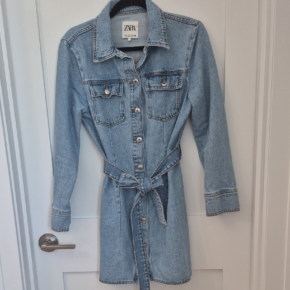 Zara Women's Light Blue Longline Denim Jacket/dress